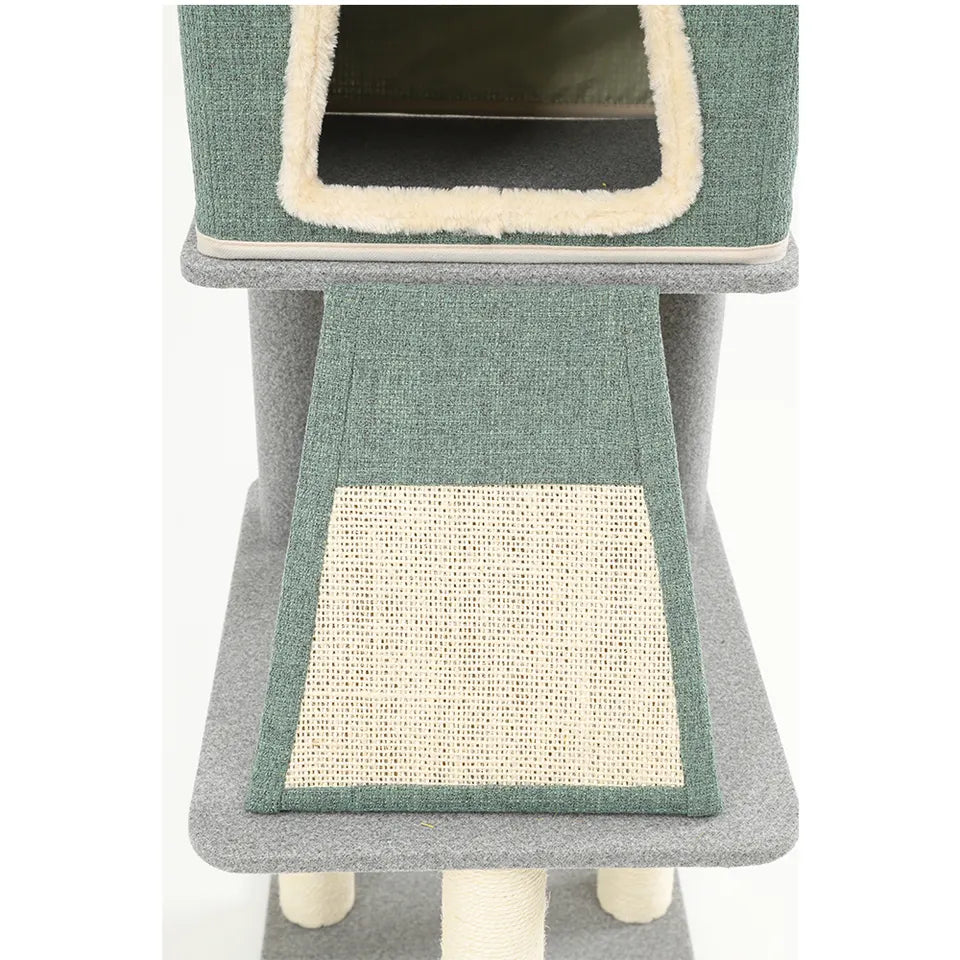 Modern Sisal Cat Tree House Three Level